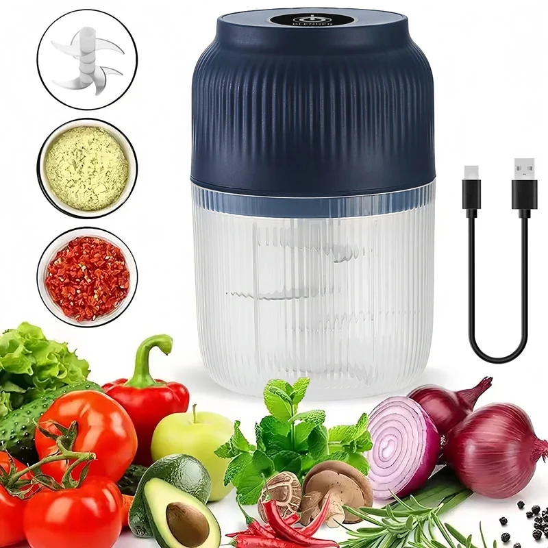 Mini Hachoir Électrique Rechargeable USB 300 ml — 6 Lames Inox