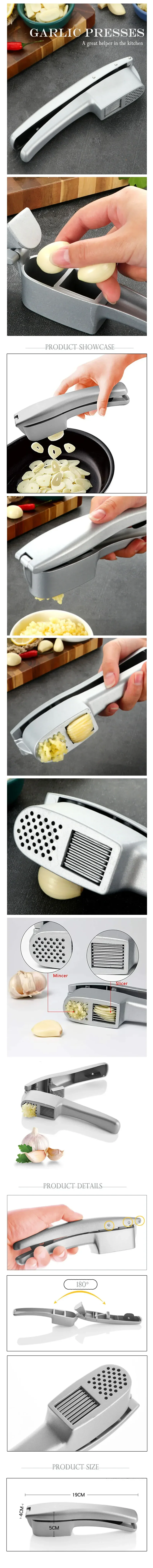 Presse-Ail Aluminium Manuel 2 en 1 avec Slicer et Mincer