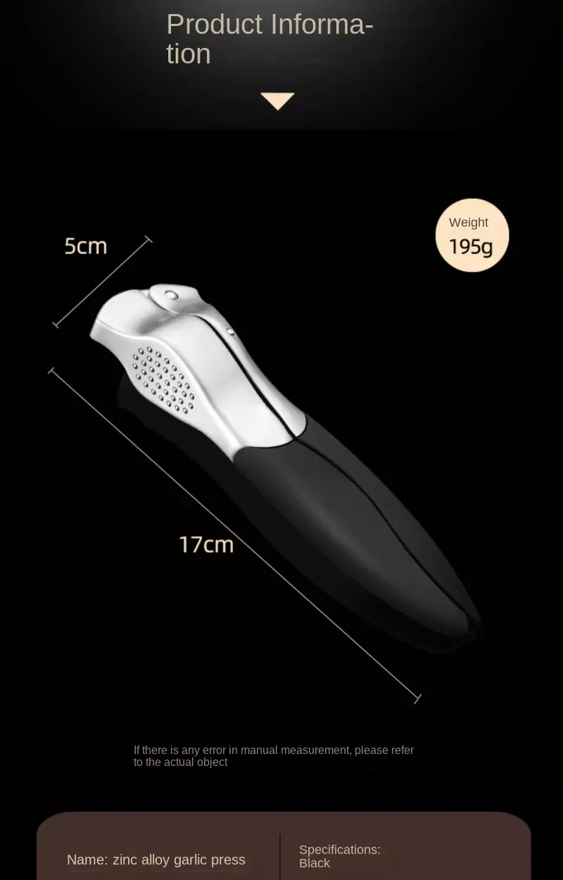 Presse-Ail Inox Manuel avec Presse-Gingembre et Eplucheur