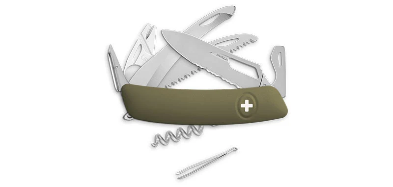 Couteau Suisse Hunter et scieTire-Tique Allmatt Olive Swiza