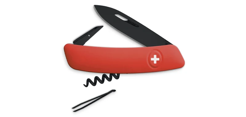 Couteau Suisse D01 Allblack Rouge Swiza