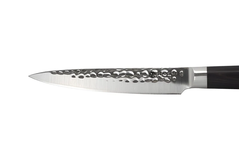 Couteau universel 12cm Hakami Sakura lame martelée et manche pakkawood marron