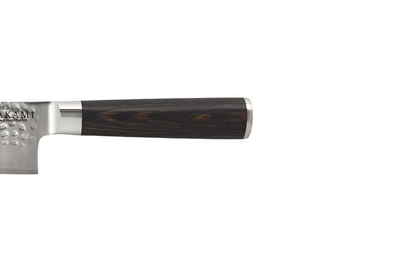 Couteau bunka 20cm Hakami Sakura lame martelée et manche pakkawood marron