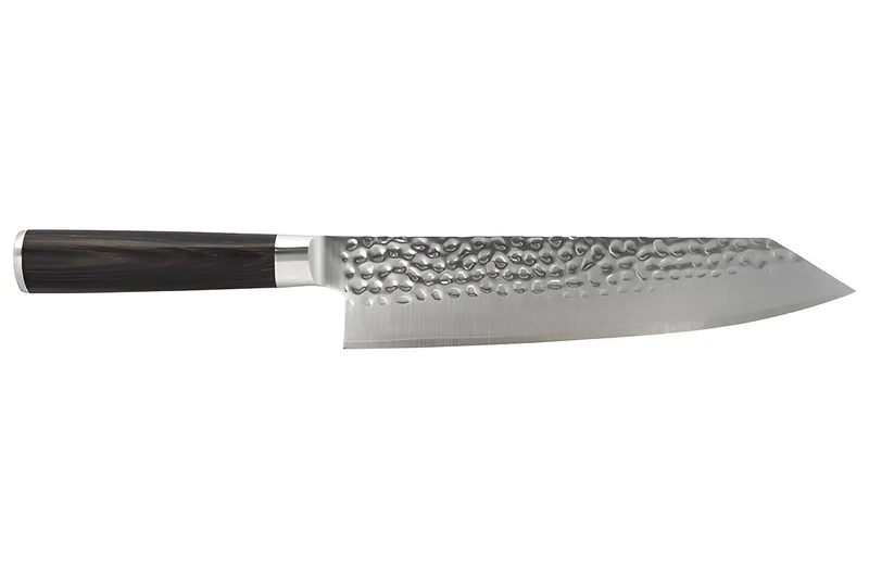 Couteau bunka 20cm Hakami Sakura lame martelée et manche pakkawood marron