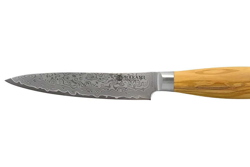 Couteau universel 12cm Hakami Tsubaki lame damas manche en olivier