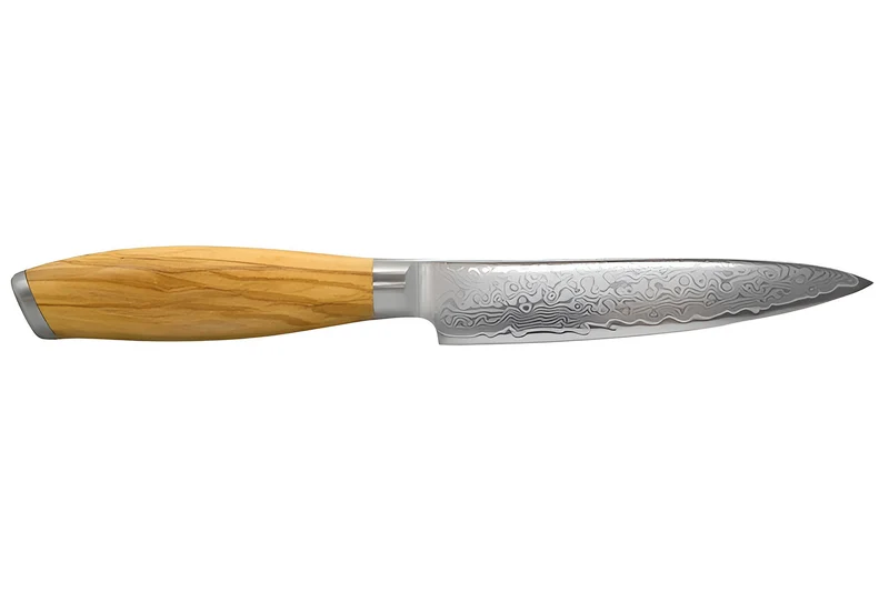 Couteau universel 12cm Hakami Tsubaki lame damas manche en olivier