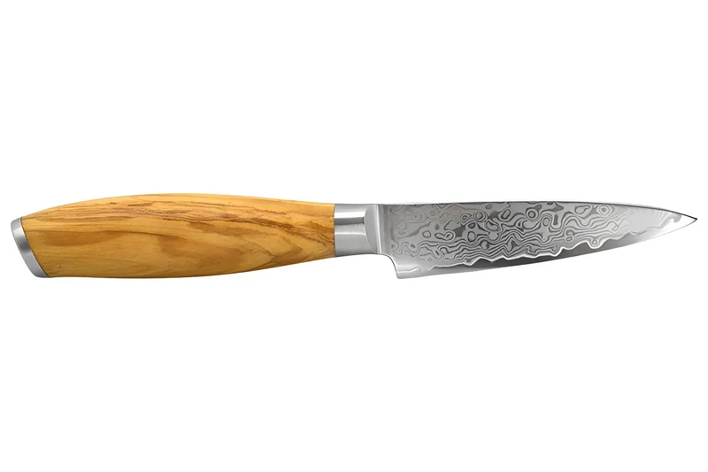 Couteau d'office 9cm Hakami Tsubaki lame damas manche en olivier