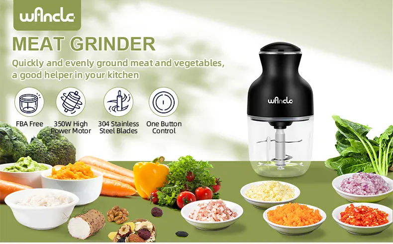 Hachoir Électrique 350W 0,6L — Viande, Légumes, Fruits — One-Touch