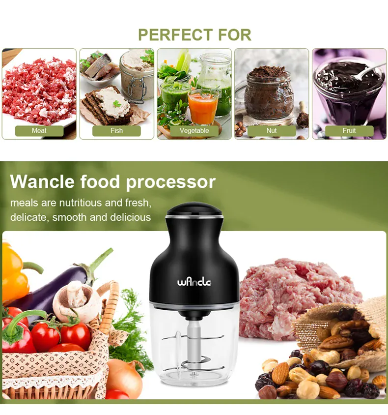 Hachoir Électrique 350W 0,6L — Viande, Légumes, Fruits — One-Touch