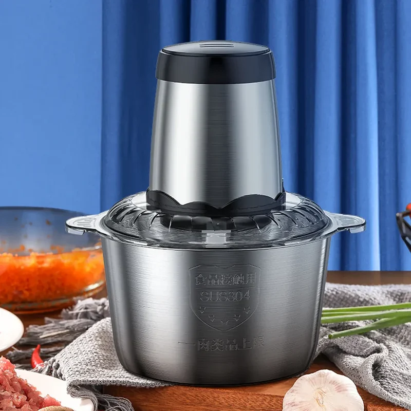 Hachoir Électrique Multifonction Inox 304 — 300 W, 2 L ou 3 L, Double Vitesse