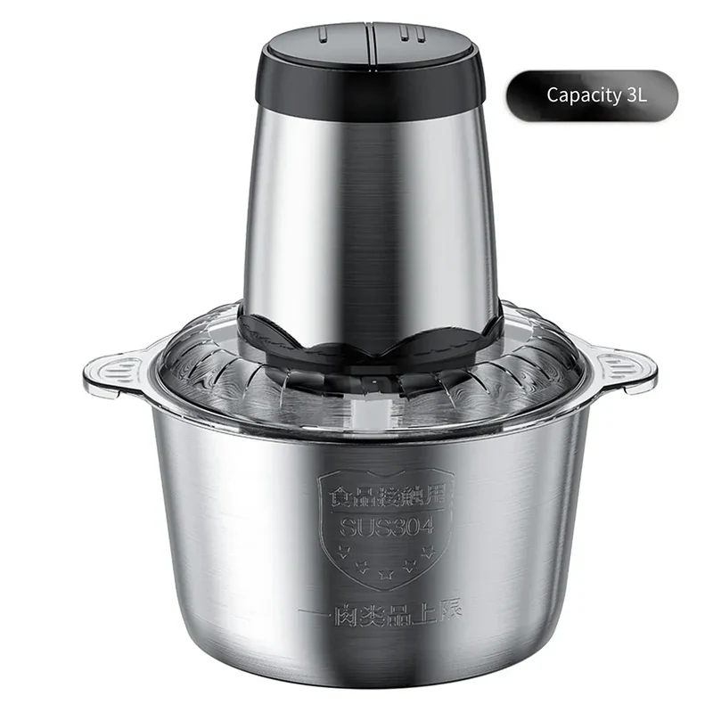 Hachoir Électrique Multifonction Inox 304 — 300 W, 2 L ou 3 L, Double Vitesse