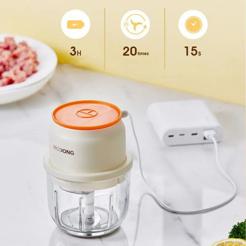 Hachoir Électrique Rechargeable 45W — Bol en Verre 150 / 250 / 300 ml