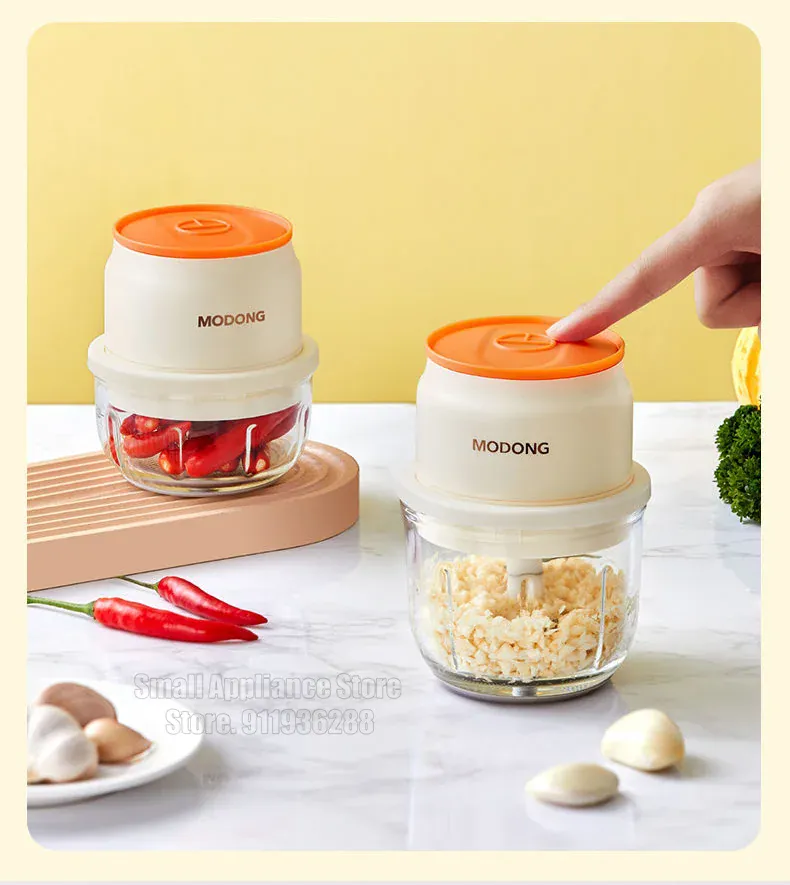 Hachoir Électrique Rechargeable 45W — Bol en Verre 150 / 250 / 300 ml