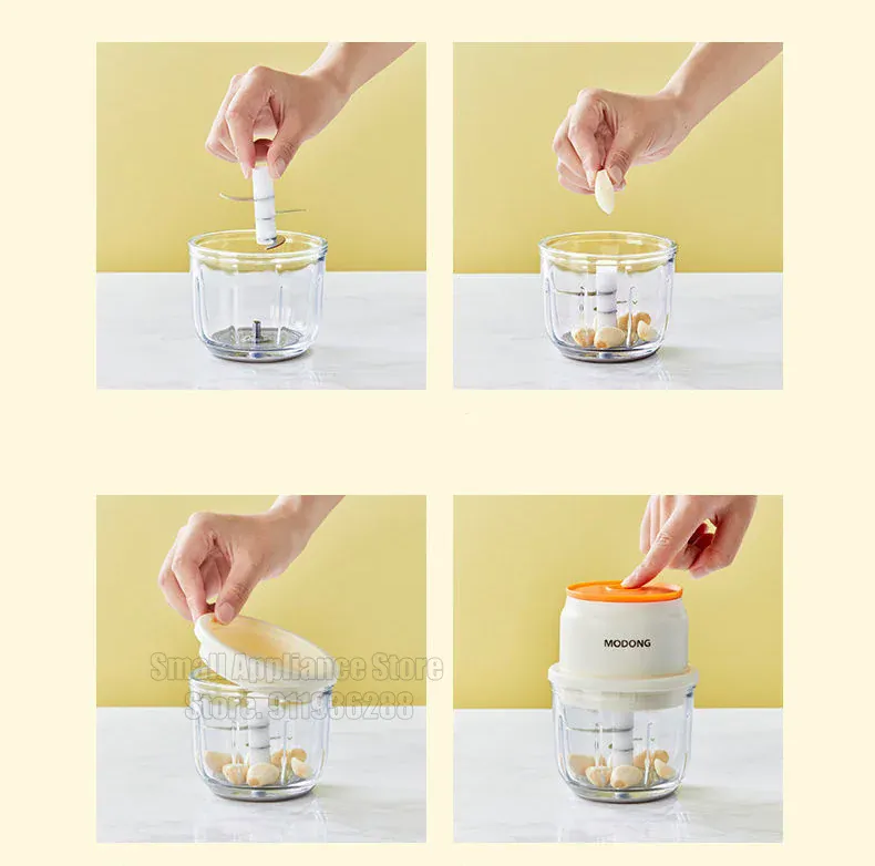 Hachoir Électrique Rechargeable 45W — Bol en Verre 150 / 250 / 300 ml