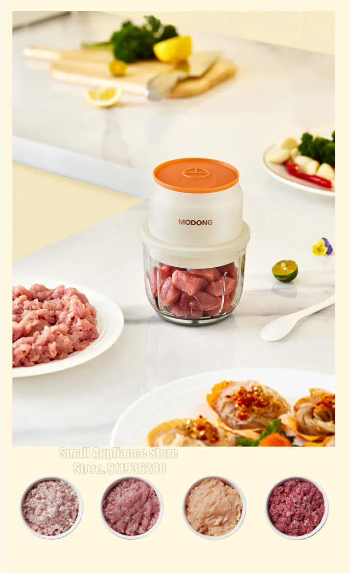 Hachoir Électrique Rechargeable 45W — Bol en Verre 150 / 250 / 300 ml