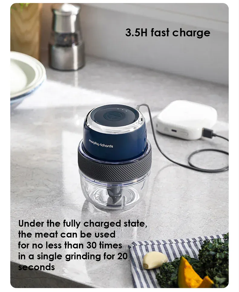 Mini Hachoir Électrique Sans Fil Rechargeable — 3 Bols, 35 W, 2000 mAh