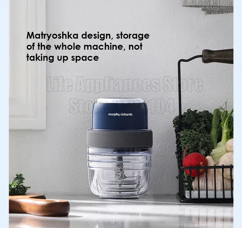 Mini Hachoir Électrique Sans Fil Rechargeable — 3 Bols, 35 W, 2000 mAh