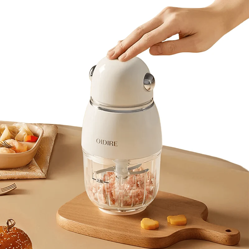 Mini Hachoir Électrique 150W 0,3L — Bol en Verre Borosilicaté, 8 Lames Inox