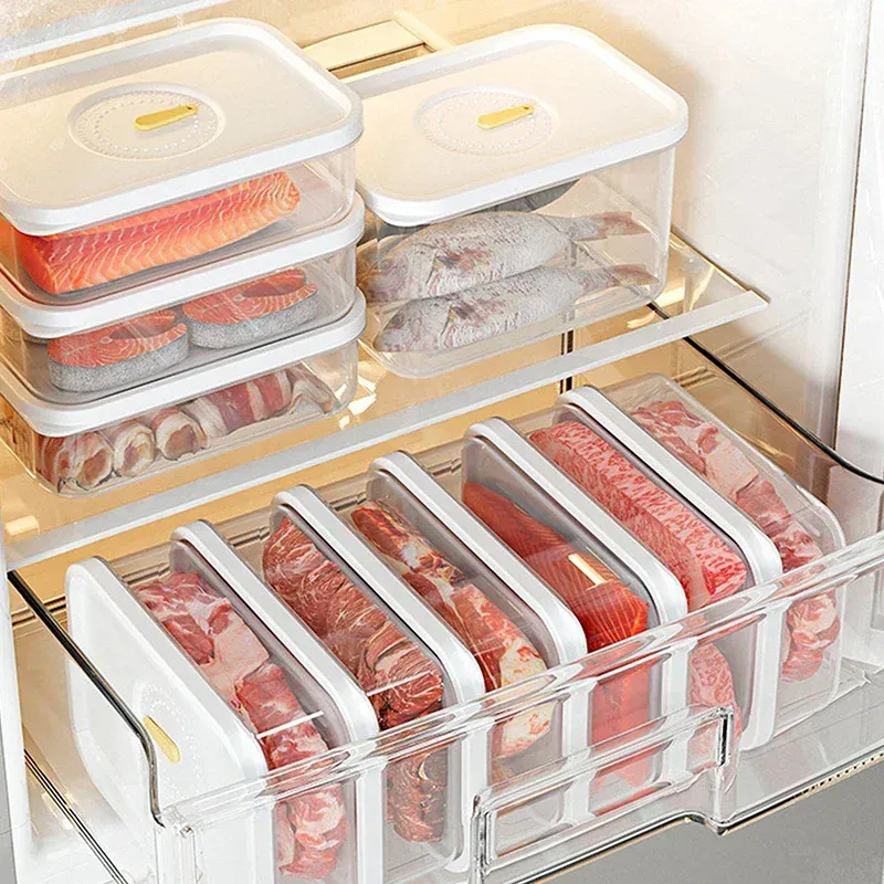 Bac de Conservation Transparent pour Viande et Fromage | 4 Pièces