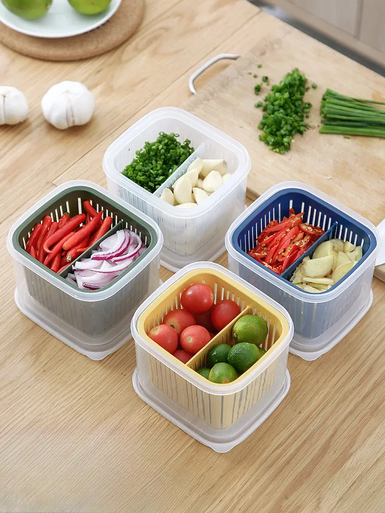 Bac de Conservation Fruits et Légumes avec Grille Égouttoir 1L