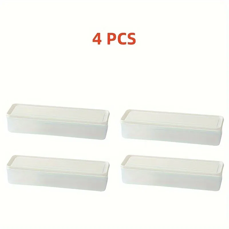 Organiseur Frigo Rectangulaire 4 Pièces en Plastique Transparent