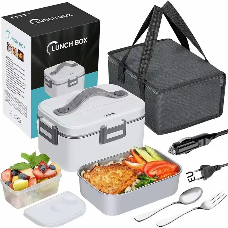 Lunch Box Chauffante Électrique 75 W — Cuve Inox 304 1,8 L — 12 V / 24 V / 220 V avec Sac Isotherme