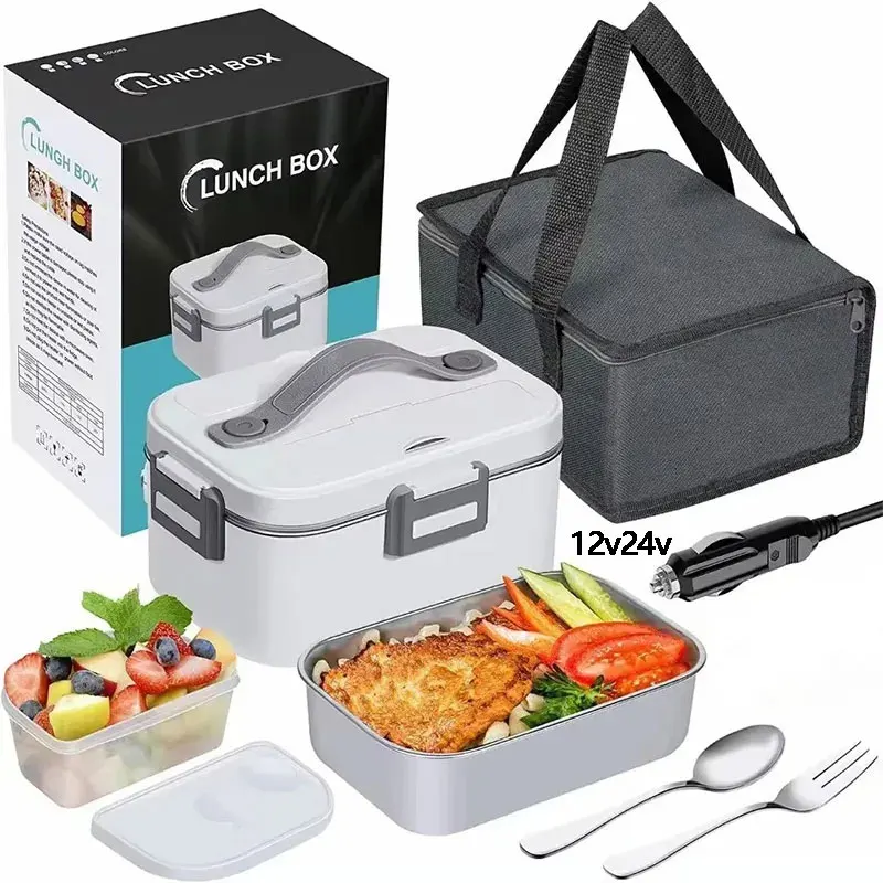 Lunch Box Chauffante Électrique 75 W — Cuve Inox 304 1,8 L — 12 V / 24 V / 220 V avec Sac Isotherme