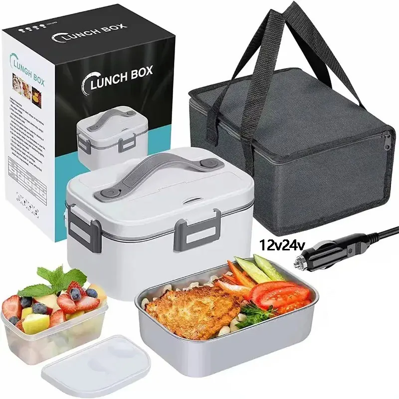 Lunch Box Chauffante Électrique 75 W — Cuve Inox 304 1,8 L — 12 V / 24 V / 220 V avec Sac Isotherme