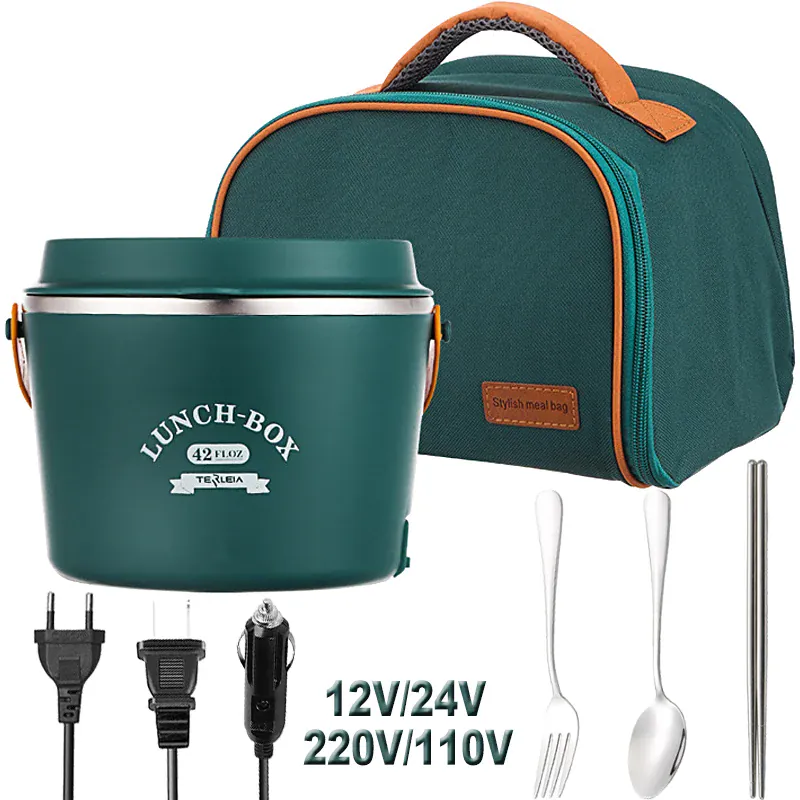 LunchBox Chauffante Électrique Acier Inoxydable 304 — 1,2 L / 48 W / 12 V-220 V