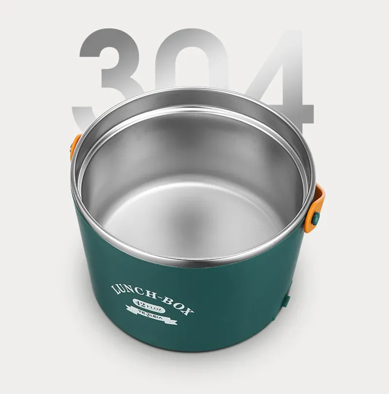 LunchBox Chauffante Électrique Acier Inoxydable 304 — 1,2 L / 48 W / 12 V-220 V