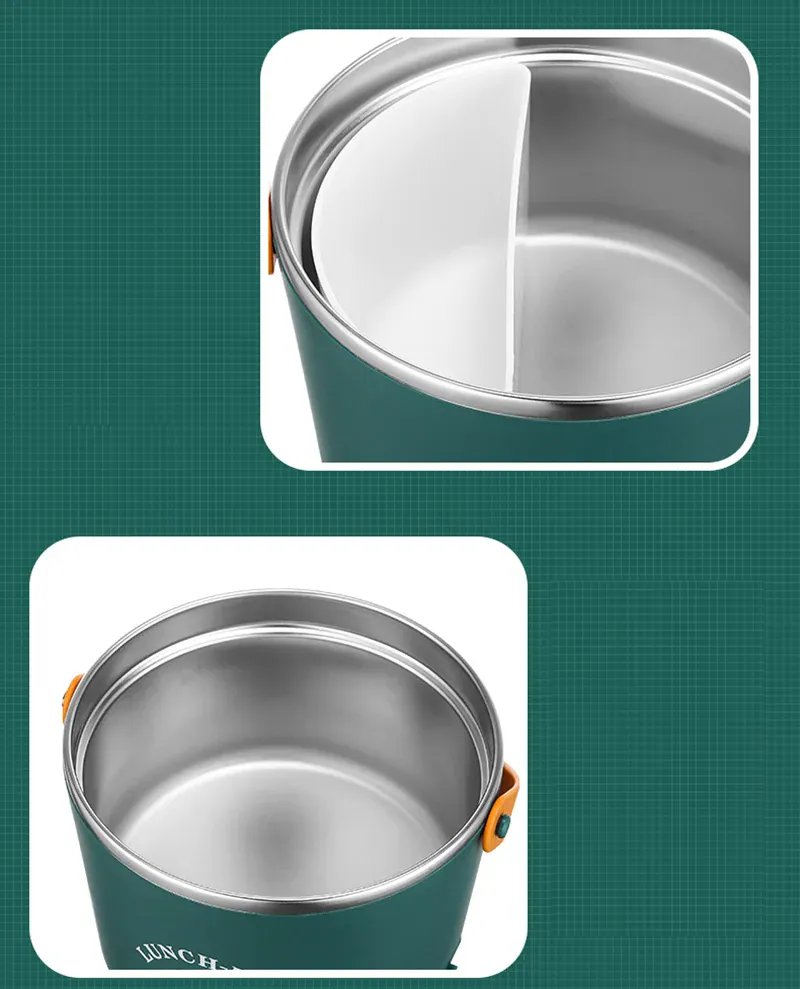 LunchBox Chauffante Électrique Acier Inoxydable 304 — 1,2 L / 48 W / 12 V-220 V