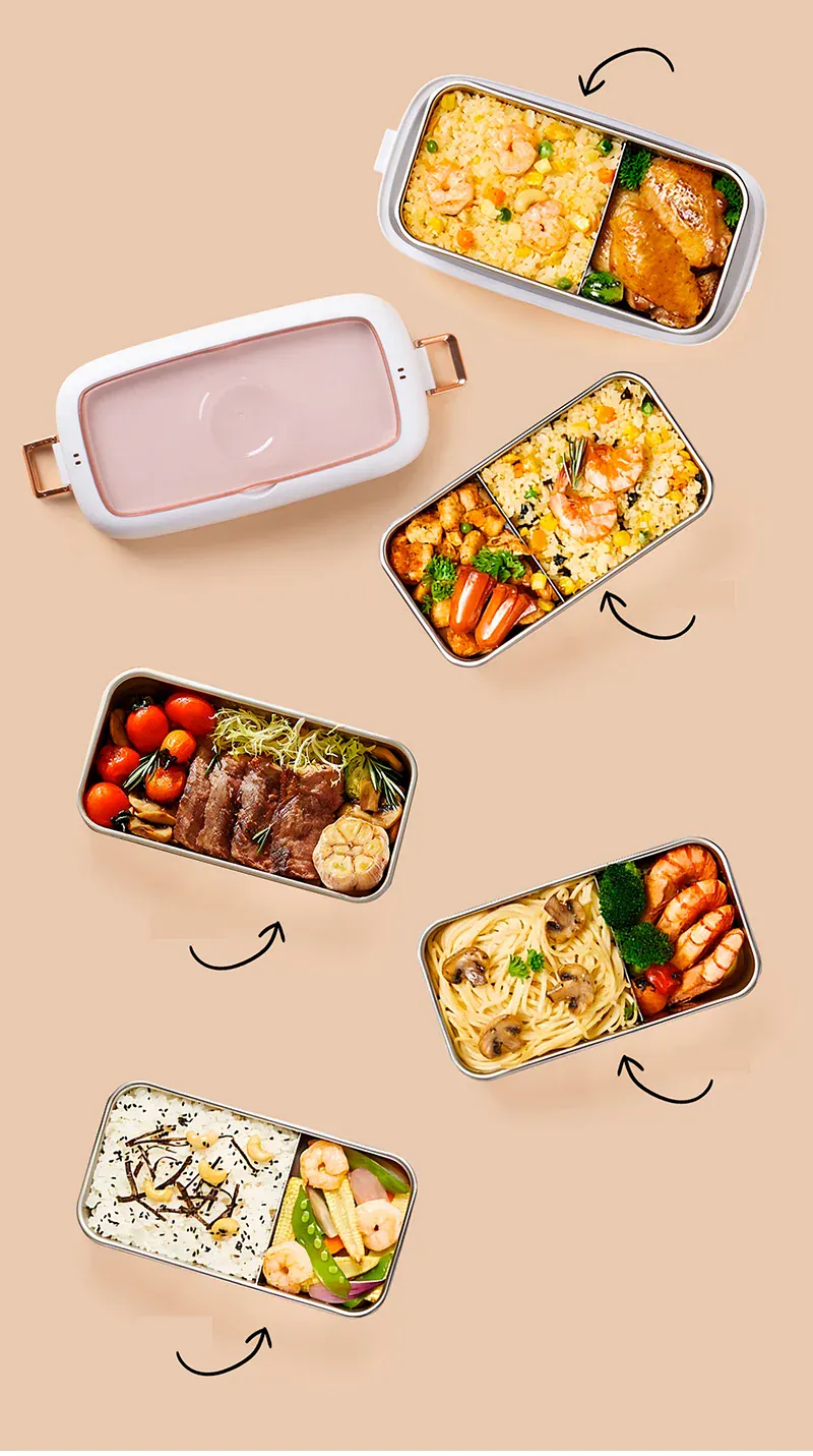 Lunch Box Chauffante Électrique 800 ml — Cuve Inox, 70 °C, USB et Secteur 220 V
