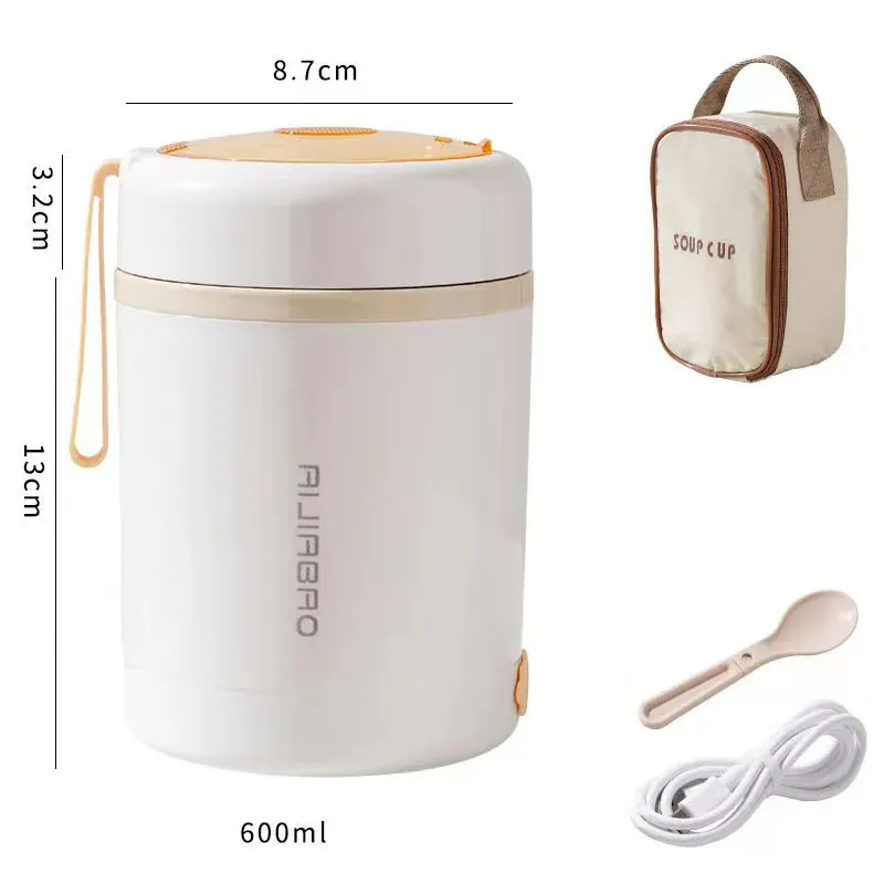 Lunchbox Chauffante USB 600 ml — Acier Inoxydable 304, 60 °C, Étanche