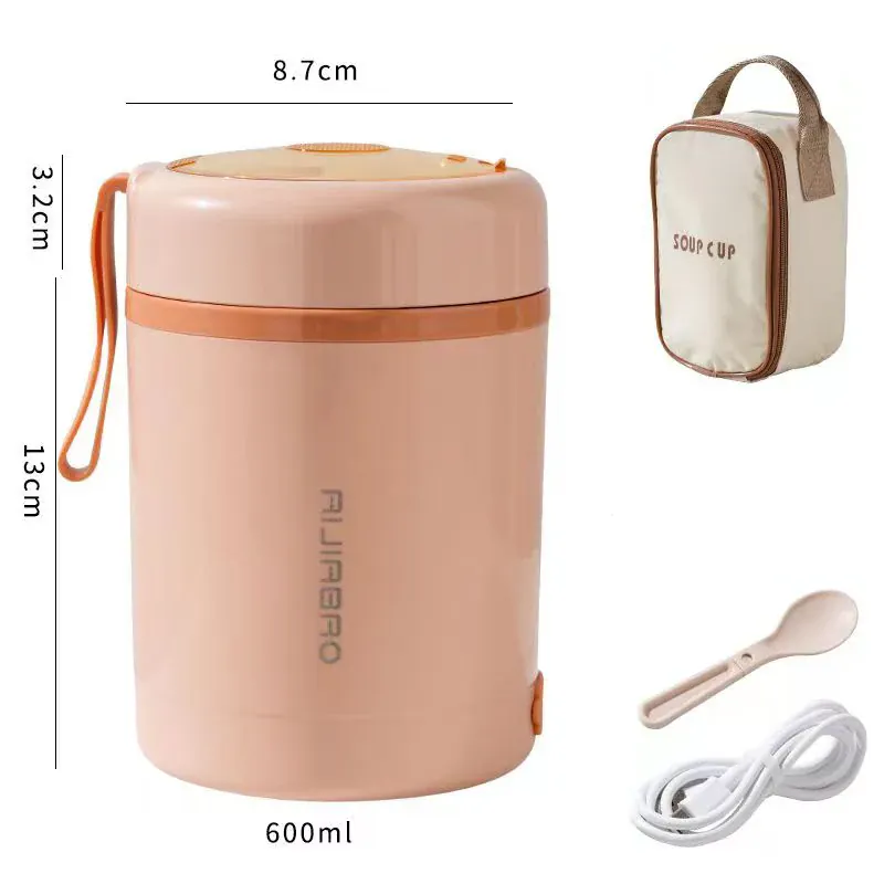 Lunchbox Chauffante USB 600 ml — Acier Inoxydable 304, 60 °C, Étanche