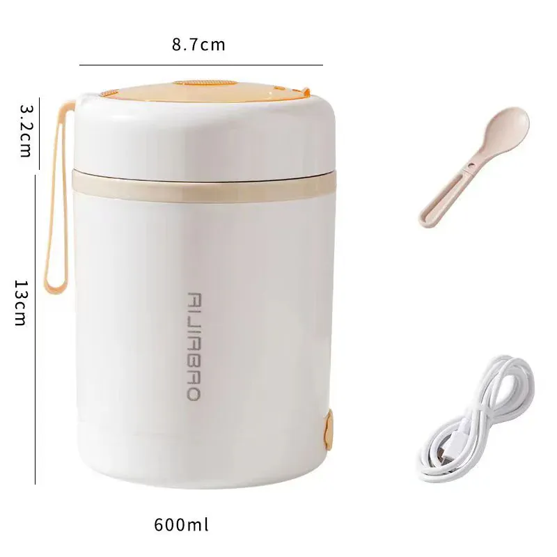 Lunchbox Chauffante USB 600 ml — Acier Inoxydable 304, 60 °C, Étanche