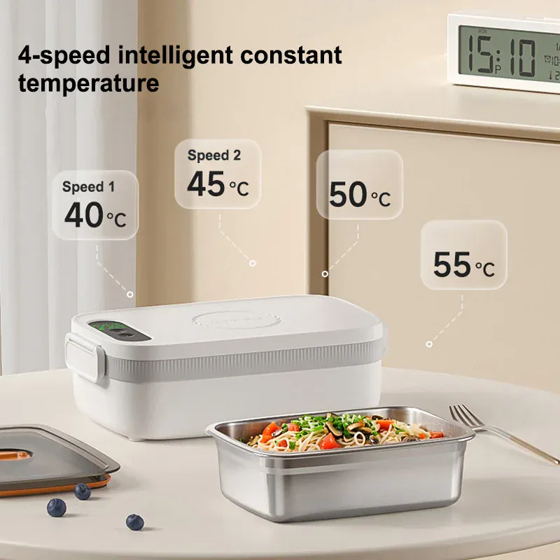 Lunch Box Chauffante Sans Fil 14000mAh — Bac Inox 304 1L, 4 Températures, Minuterie