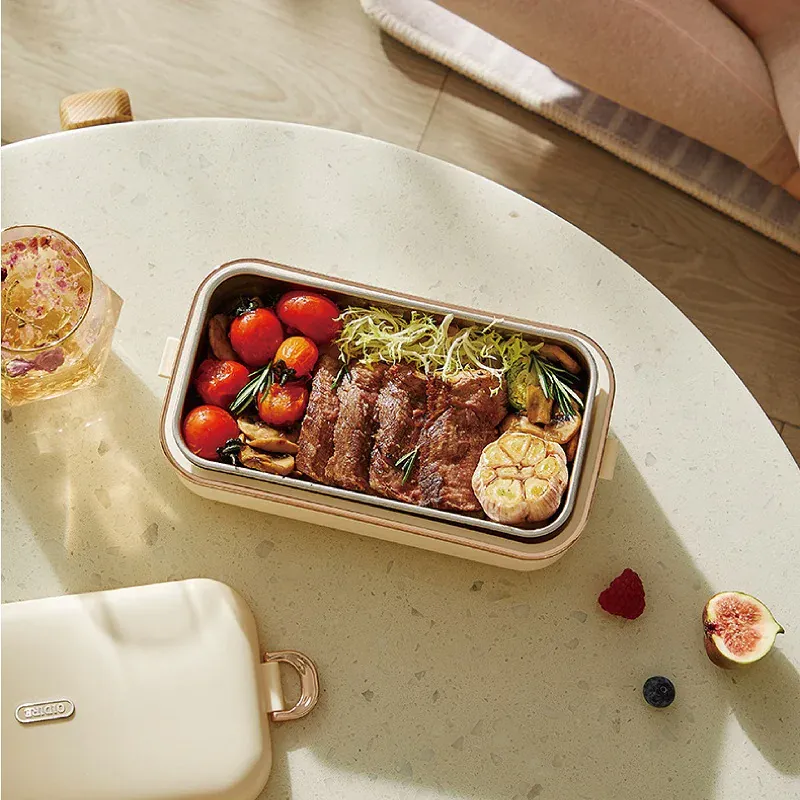 Lunch Box Chauffante Électrique 45W 800ml — Cuve Inox 304, Sans Eau, 70°C