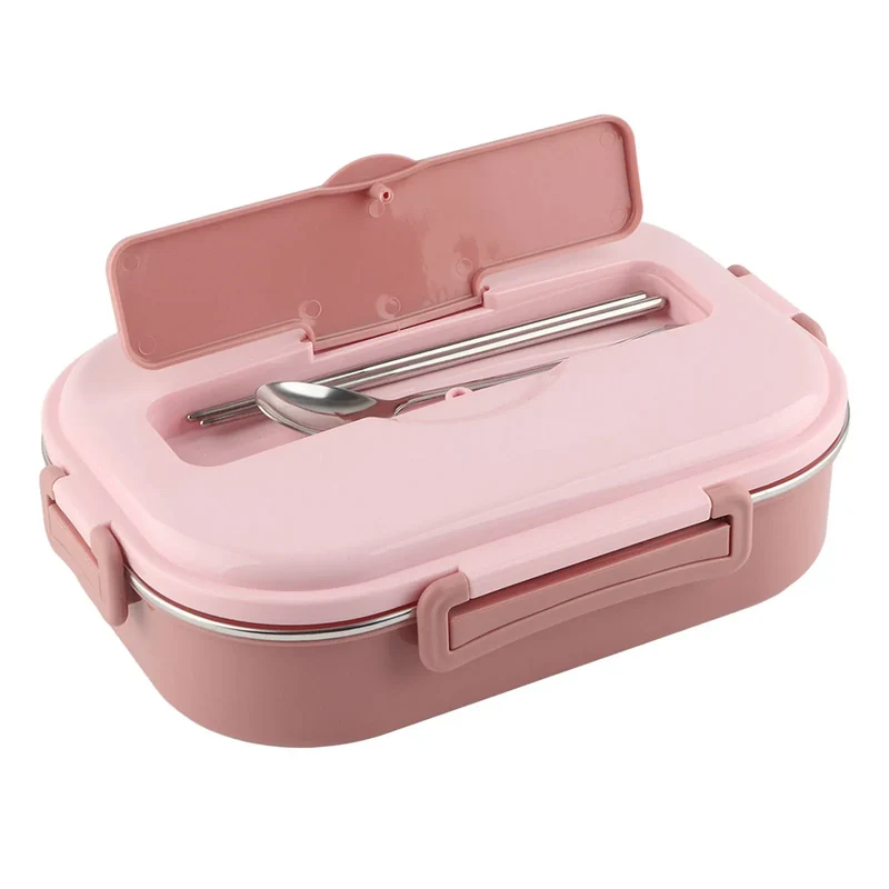 LunchBox Inox — 4 Compartiments, Bol à Soupe 300 ml, Isolation par Eau Chaude