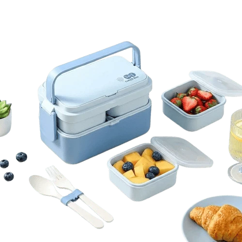 Bento 2 Étages Bambou 760ml + 1200ml | Micro-ondable et Compartimenté