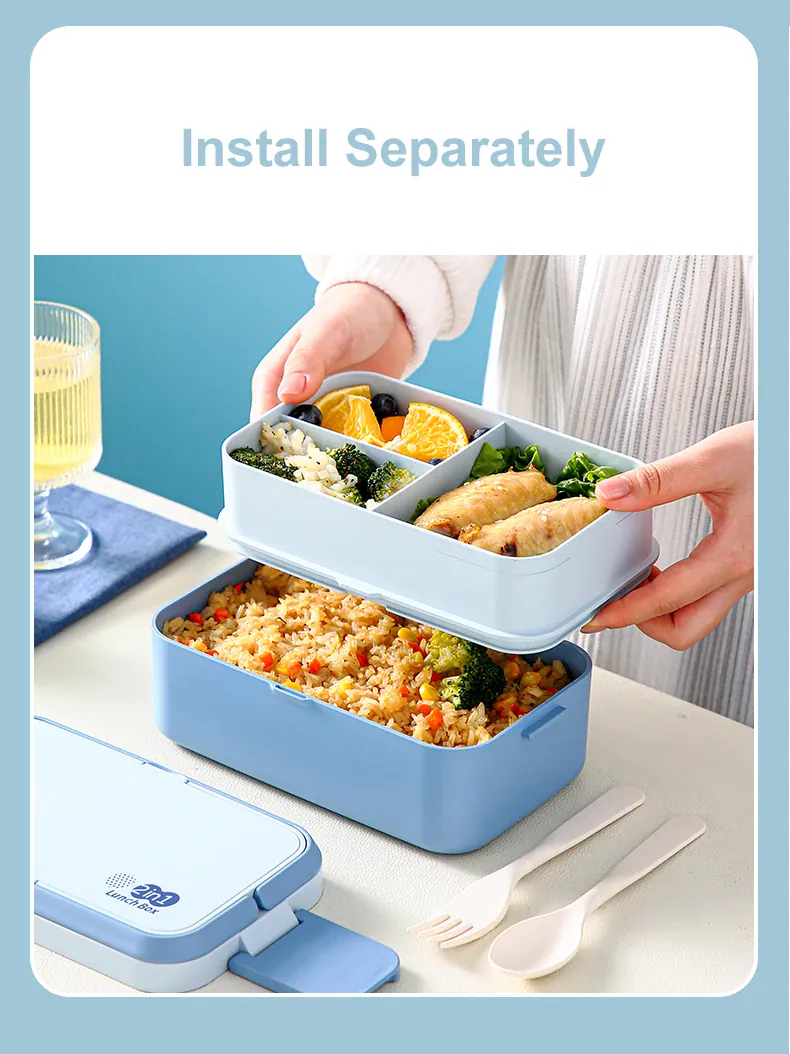Bento 2 Étages Bambou 760ml + 1200ml | Micro-ondable et Compartimenté
