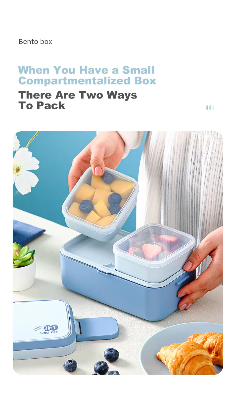 Bento 2 Étages Bambou 760ml + 1200ml | Micro-ondable et Compartimenté