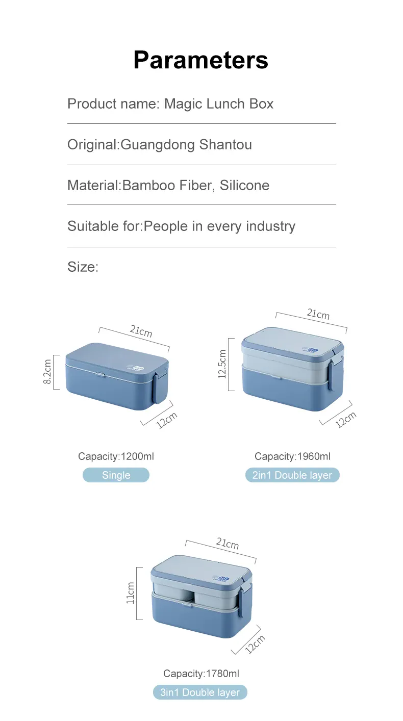 Bento 2 Étages Bambou 760ml + 1200ml | Micro-ondable et Compartimenté