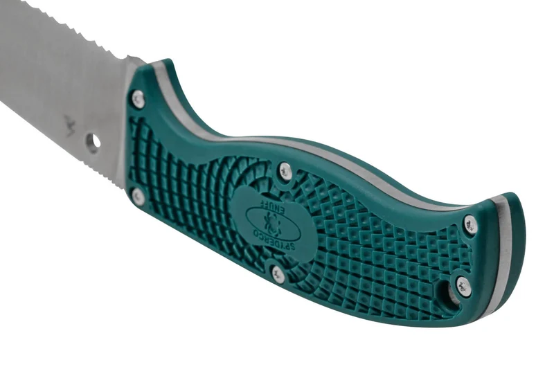 Couteau Spyderco Enuff 2 K390 FB31SBL2K390 lame dentée 10cm manche nylon / fibres de verre bleu + étui