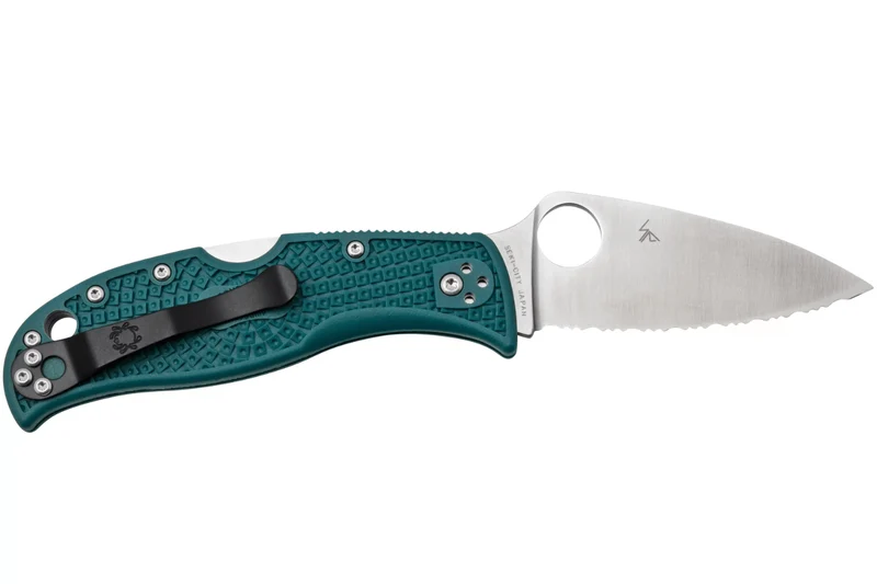Couteau pliant Spyderco LeafJumper C262SBLK390 lame dentée manche nylon / fibre de verre bleu 11,3cm