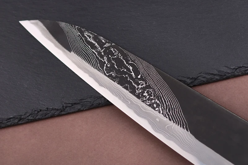 Couteau de chef 21cm japonais artisanal Hinoura Tsukasa River Jump manche bois de fer