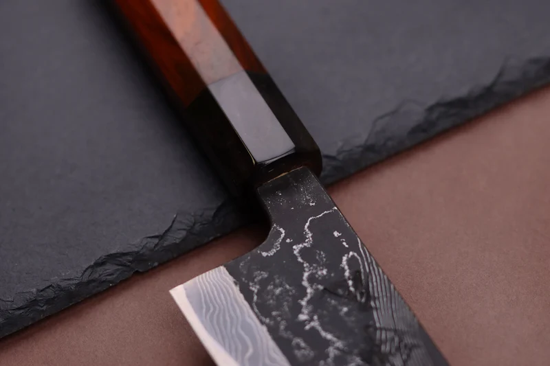 Couteau de chef 21cm japonais artisanal Hinoura Tsukasa River Jump manche bloodwood