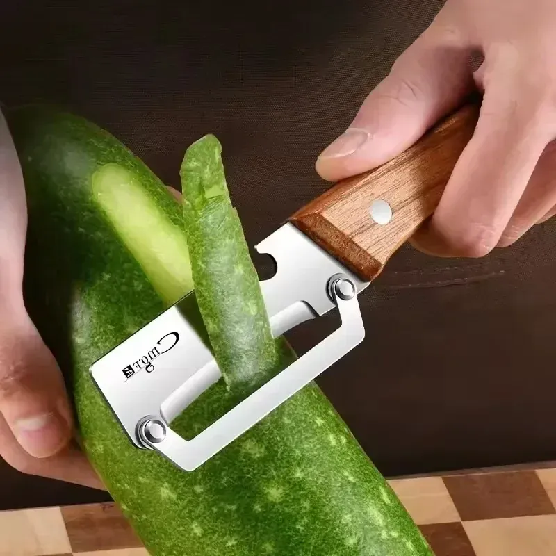 Lot de 2 Éplucheurs Multifonctions Inox à Manche Bois — Fruits et Légumes.