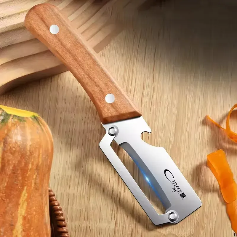 Lot de 2 Éplucheurs Multifonctions Inox à Manche Bois — Fruits et Légumes.