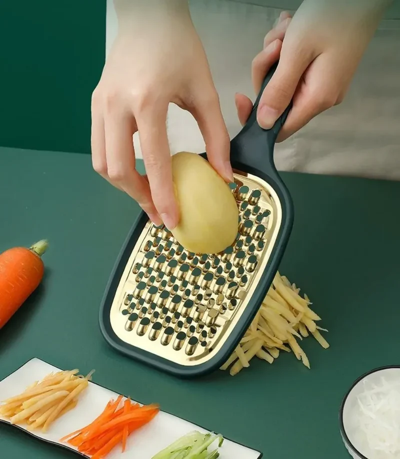 Coupe-légumes Multifonction Inox 2 Lames | Râpe à Fruits et Légumes