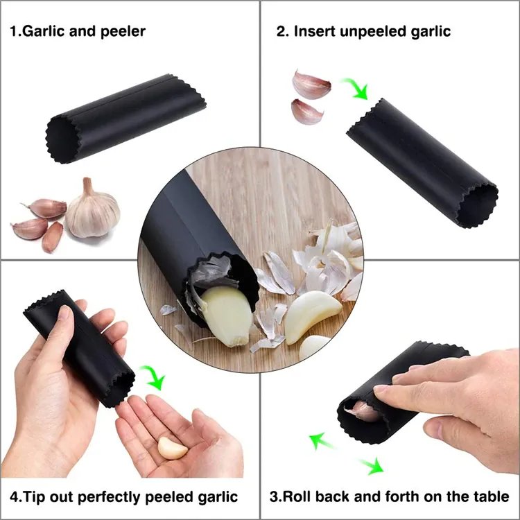 Presse-ail Acier Inoxydable | Kit avec Peeling en Silicone et Brosse
